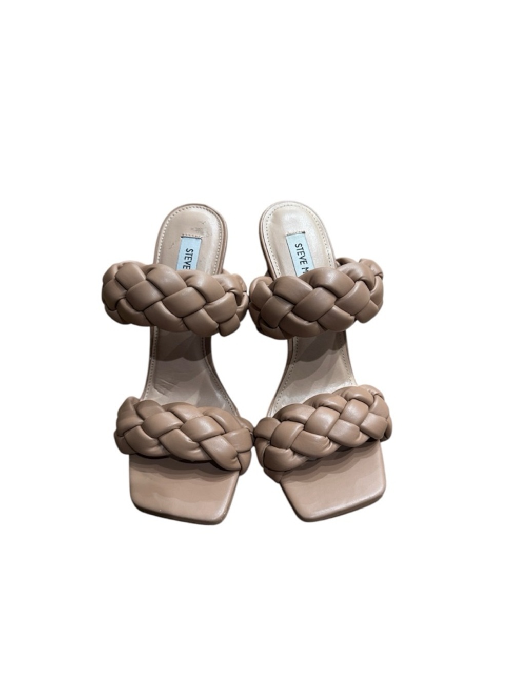 Steve Madden Braided Heels Nude | Square Toe Sandals | Bottega Style | Size 8.5 - Picture 4 of 6